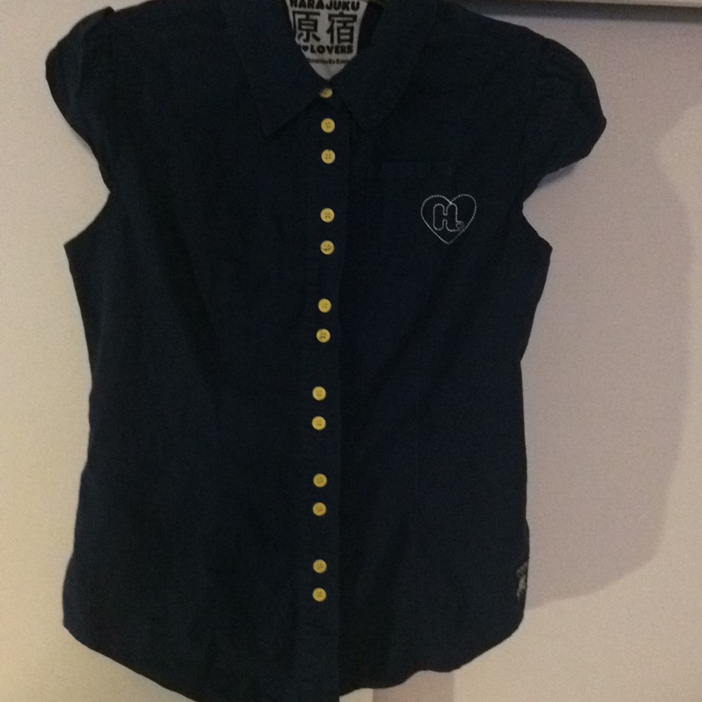 Harajuku lovers blue button shirt
